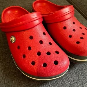 unisex crocs - red crocband clogs
women’s size 8, men’s size 6